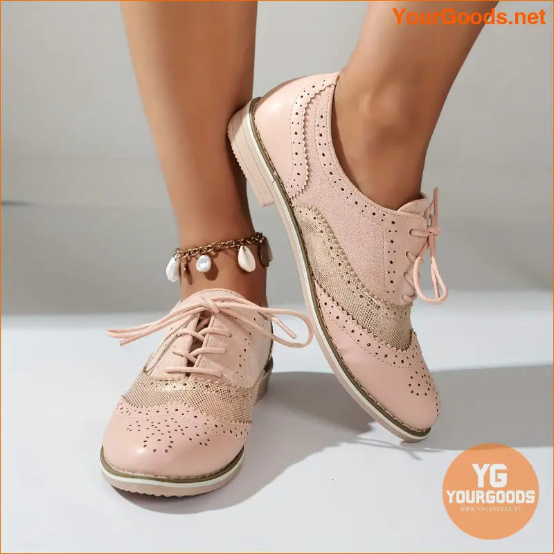 Elegant Round Toe Patchwork Oxfords Womens Casual Comfort Shoes - YourGoods Online Shop