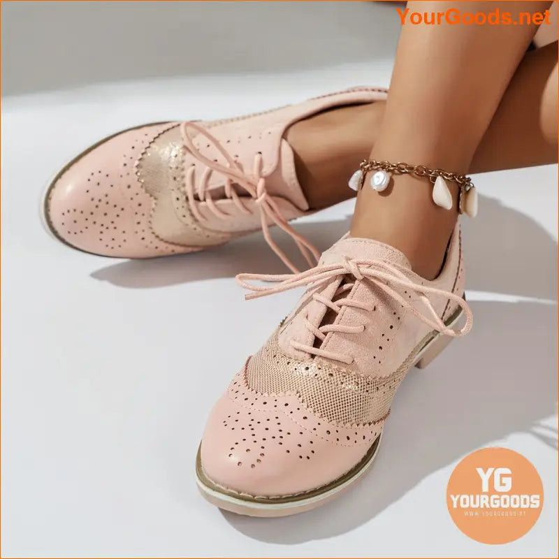 Elegant Round Toe Patchwork Oxfords Womens Casual Comfort Shoes - YourGoods Online Shop