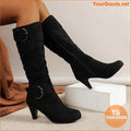 Elegant Solid Color KneeHigh Cone Heel Boots - YourGoods Online Shop