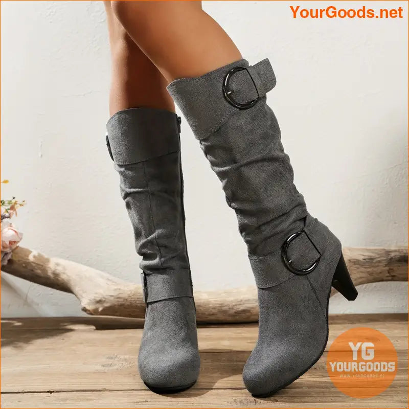 Elegant Solid Color KneeHigh Cone Heel Boots - YourGoods Online Shop