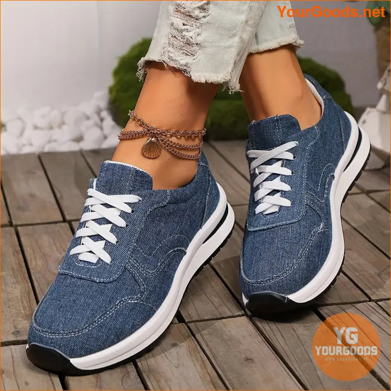 Elegant Women's Canvas Sneakers - Lightweight, Lace-Up Casual Shoes in Solid Colors with Comfortable PVC Sole - YourGoods Online Shop