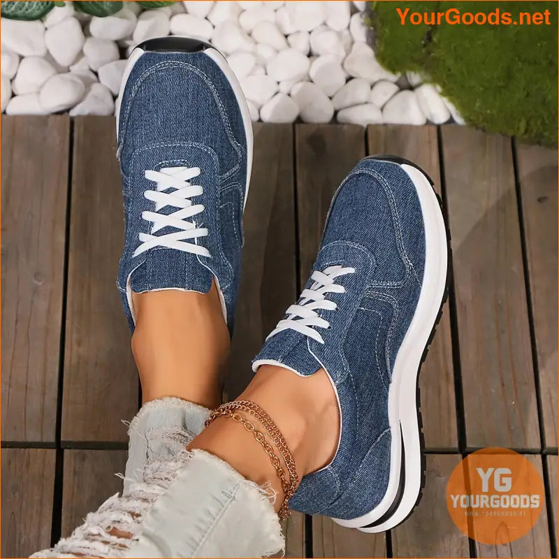 Elegant Women's Canvas Sneakers - Lightweight, Lace-Up Casual Shoes in Solid Colors with Comfortable PVC Sole - YourGoods Online Shop