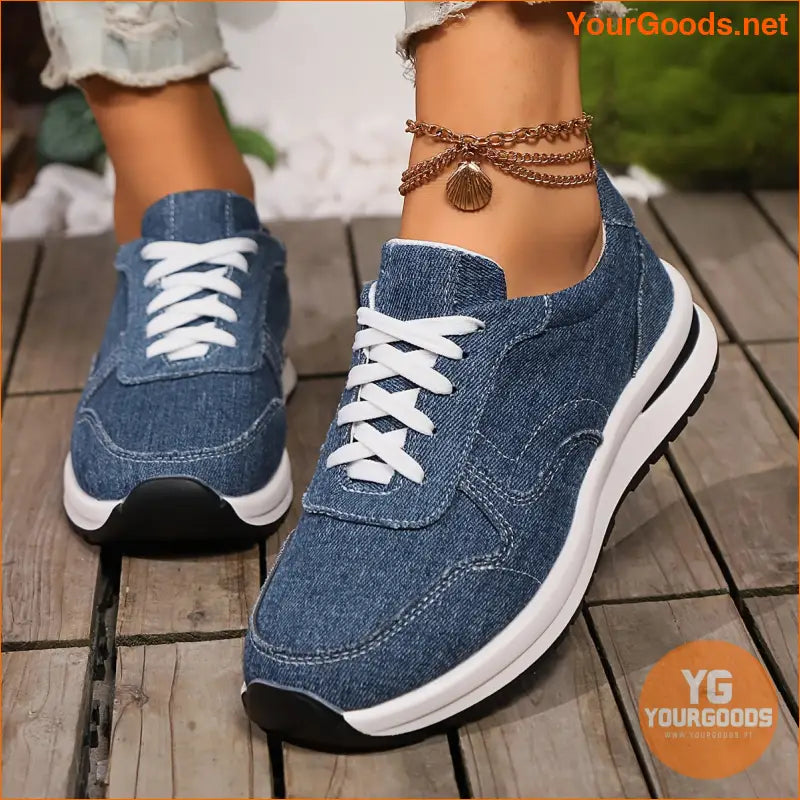 Elegant Women's Canvas Sneakers - Lightweight, Lace-Up Casual Shoes in Solid Colors with Comfortable PVC Sole - YourGoods Online Shop