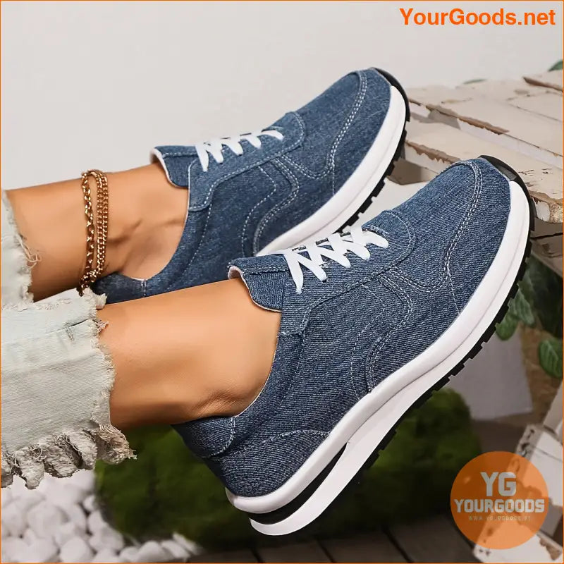 Elegant Women's Canvas Sneakers - Lightweight, Lace-Up Casual Shoes in Solid Colors with Comfortable PVC Sole - YourGoods Online Shop