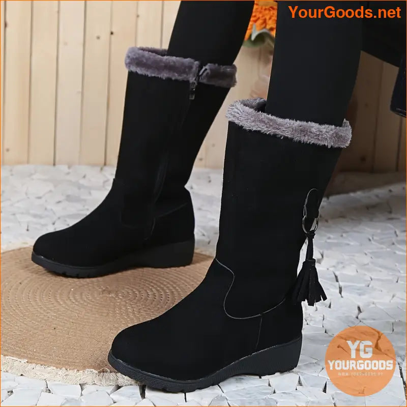 Elegant Womens SlipOn Winter Snow Boots with Fleece - YourGoods Online Shop