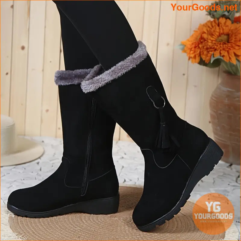 Elegant Womens SlipOn Winter Snow Boots with Fleece - YourGoods Online Shop