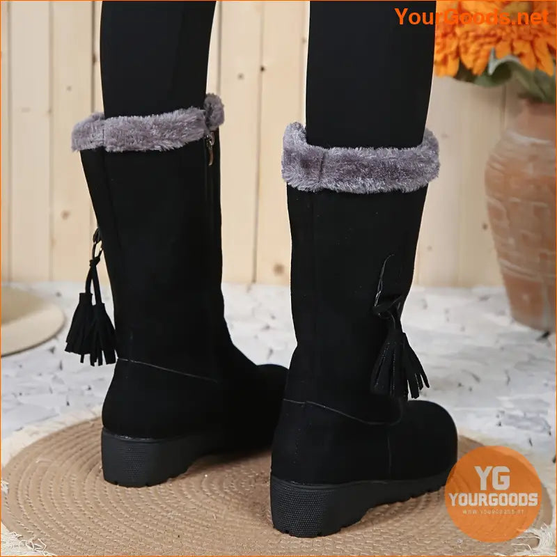 Elegant Womens SlipOn Winter Snow Boots with Fleece - YourGoods Online Shop