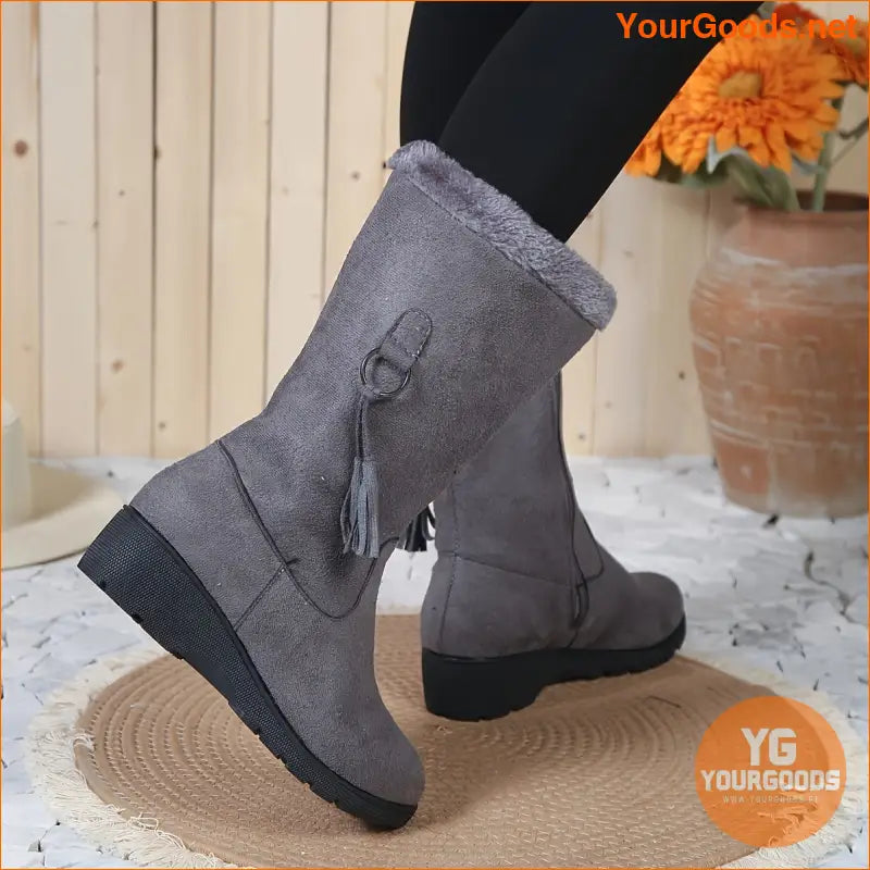 Elegant Womens SlipOn Winter Snow Boots with Fleece - YourGoods Online Shop