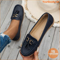 Elegant Womens Tassel Loafers with Metal Buckle Lightweight Comfortable - YourGoods Online Shop