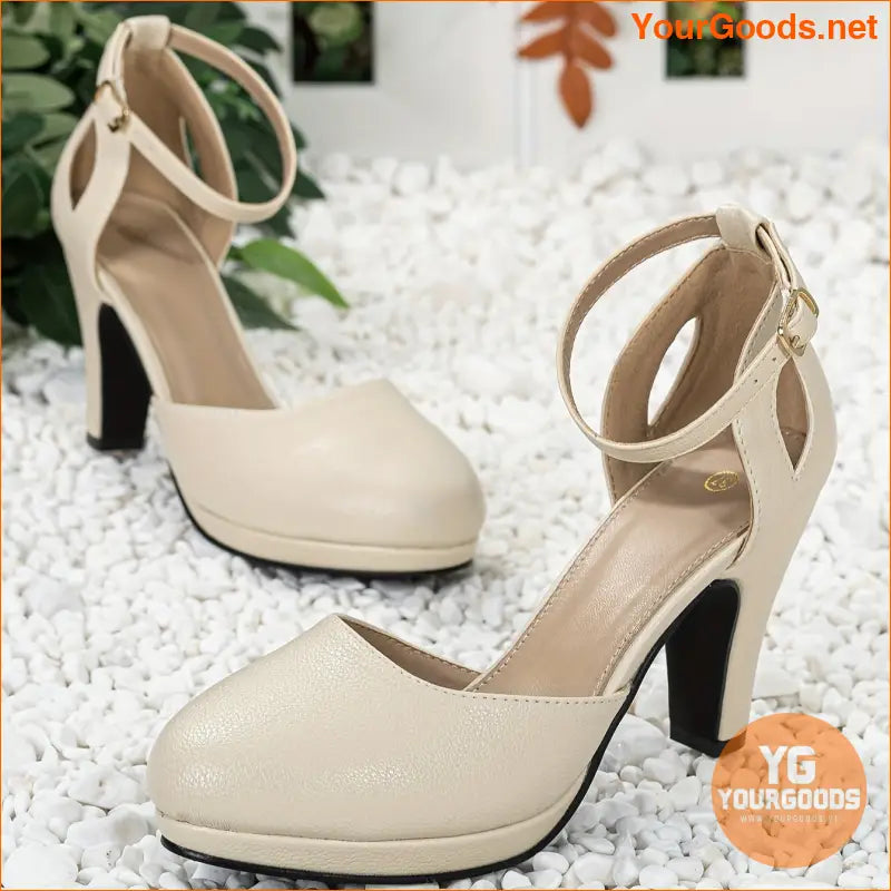 Elegant Womens Waterproof RoundToe Heels Perfect Versatile Pumps - YourGoods Online Shop