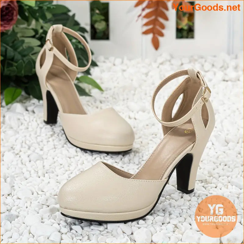 Elegant Womens Waterproof RoundToe Heels Perfect Versatile Pumps - YourGoods Online Shop