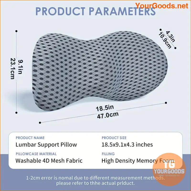 Ergonomic Lumbar Support Pillow for Back Pain Relief Gray - YourGoods Online Shop