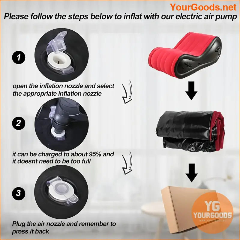 Ergonomic SCurve Inflatable BDSM Sofa with Cuff Kit - YourGoods Online Shop