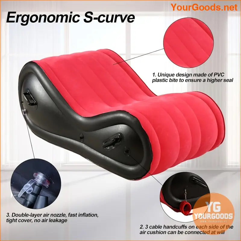 Ergonomic SCurve Inflatable BDSM Sofa with Cuff Kit - YourGoods Online Shop