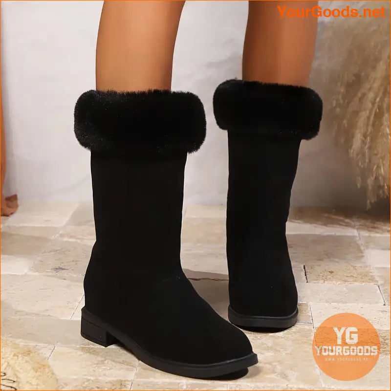 European Design Womens Plush Cuff MidCalf Winter Boots - YourGoods Online Shop