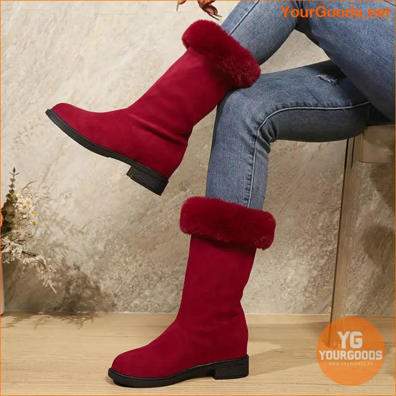 European Design Womens Plush Cuff MidCalf Winter Boots - YourGoods Online Shop