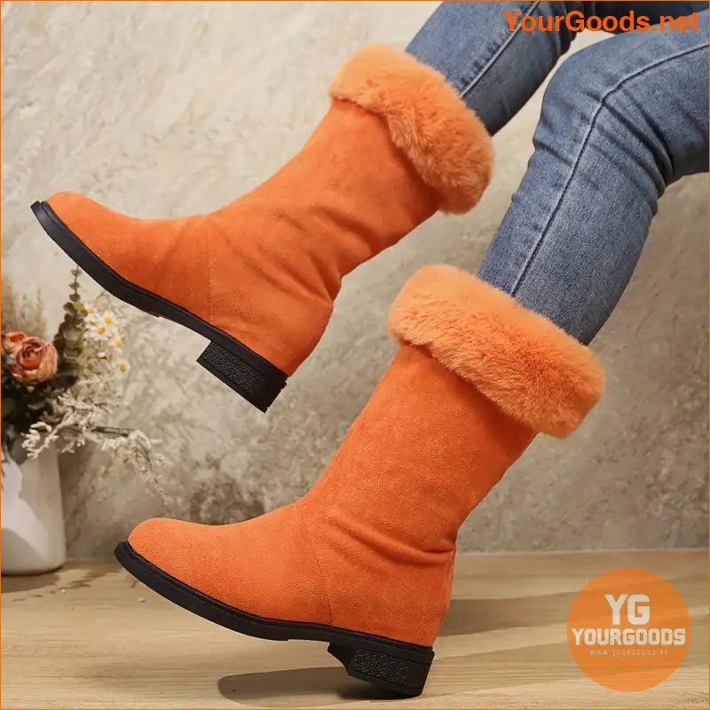 European Design Womens Plush Cuff MidCalf Winter Boots - YourGoods Online Shop