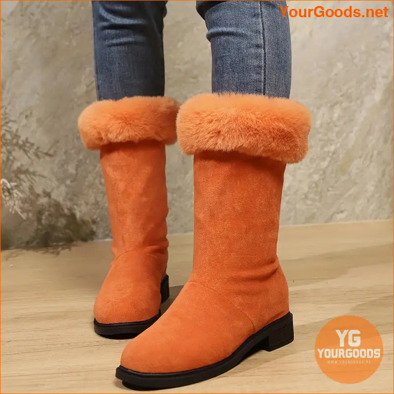 European Design Womens Plush Cuff MidCalf Winter Boots - YourGoods Online Shop