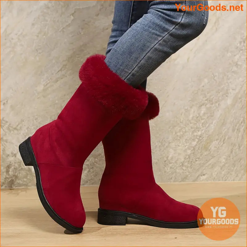 European Design Womens Plush Cuff MidCalf Winter Boots - YourGoods Online Shop