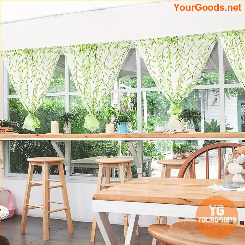 Exquisite Willow Leaf Sheer Curtain Easy Hang Stylish Privacy - YourGoods Online Shop