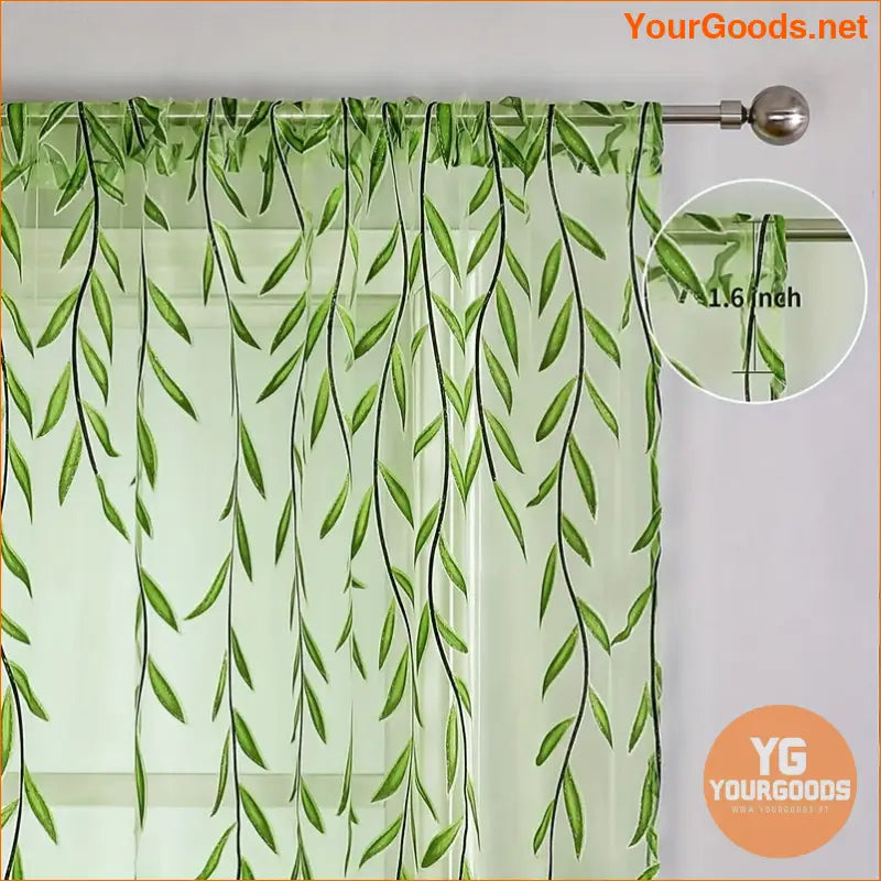 Exquisite Willow Leaf Sheer Curtain Easy Hang Stylish Privacy - YourGoods Online Shop