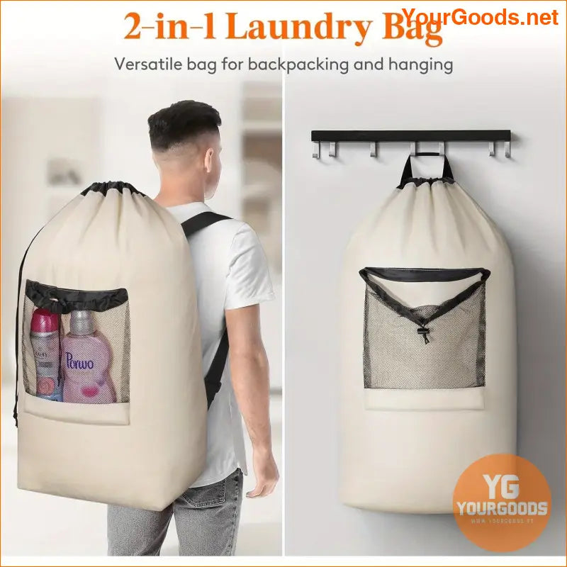 Extra Large 2378gal Khaki Laundry Backpack with Straps - YourGoods Online Shop