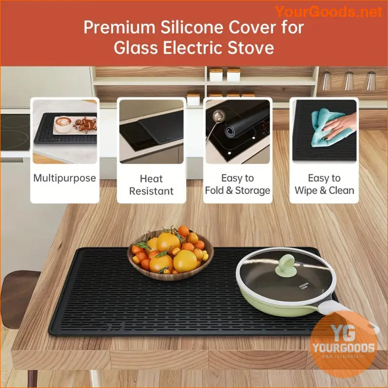 Extra Large Black Silicone Stove Top Protector Mat