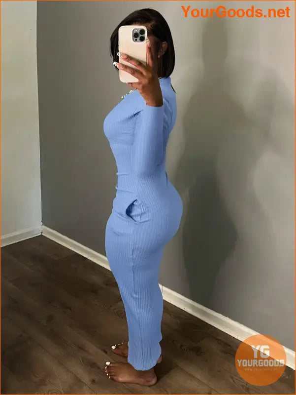 EZwear Solid Scoop Neck Bodycon Dress - YourGoods Online Shop