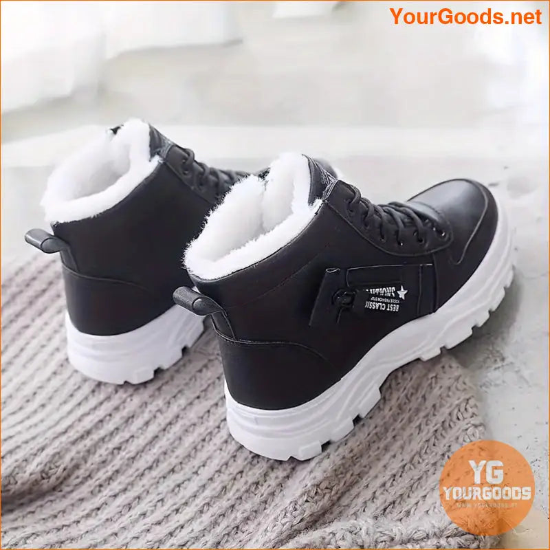 Fashionable Womens Plush Lined Platform Ankle Boots - YourGoods Online Shop