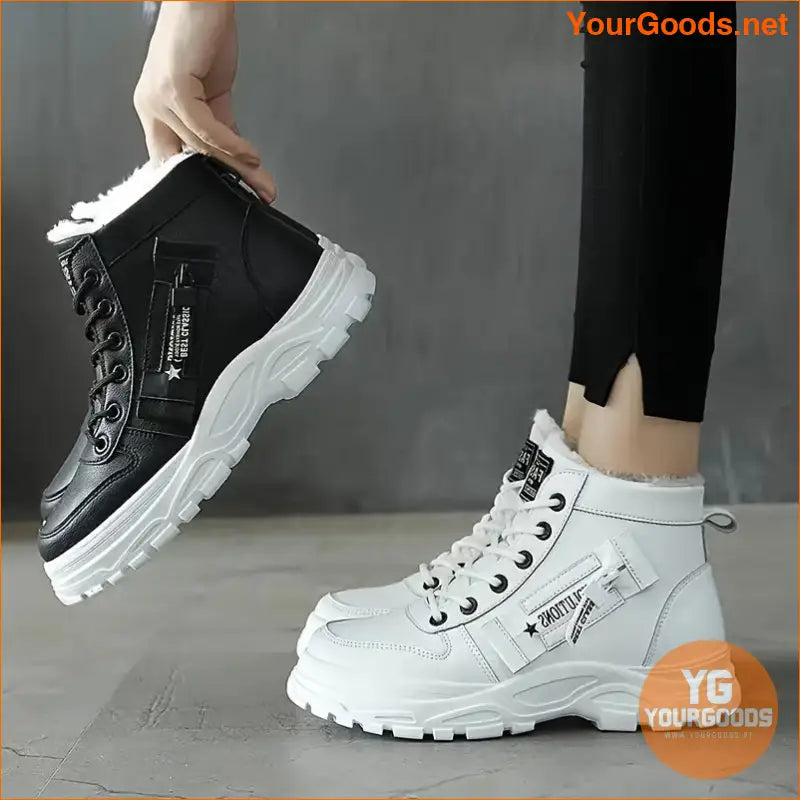 Fashionable Womens Plush Lined Platform Ankle Boots - YourGoods Online Shop