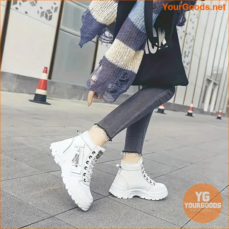 Fashionable Womens Plush Lined Platform Ankle Boots - YourGoods Online Shop