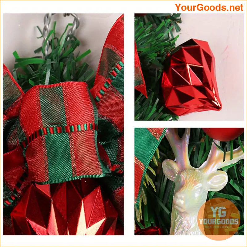 Festive Christmas Candy Cane Wreath Garland with Bow - YourGoods Online Shop