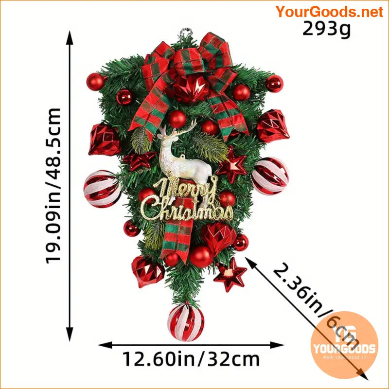 Festive Christmas Candy Cane Wreath Garland with Bow - YourGoods Online Shop