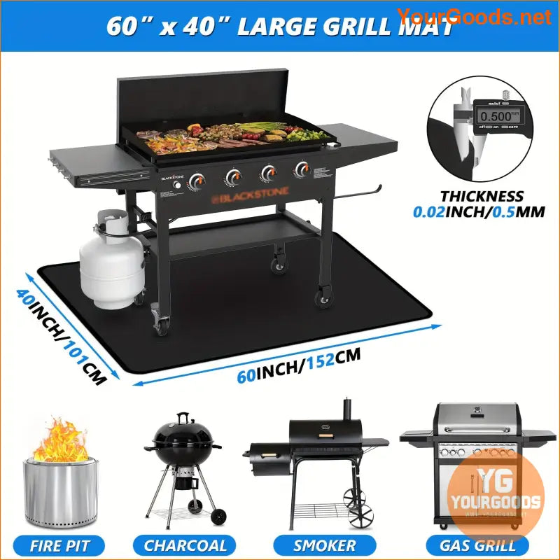 Fireproof BBQ Mat Durable Under Grill Protector 60x40 - YourGoods Online Shop