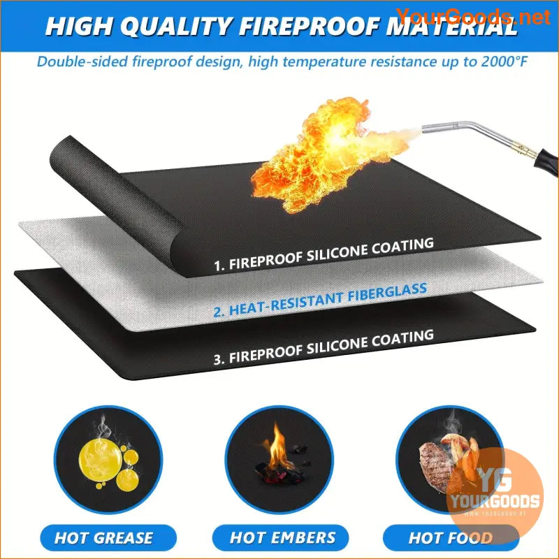 Fireproof BBQ Mat Durable Under Grill Protector 60x40 - YourGoods Online Shop