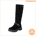 Floral KneeHigh Boots with Buckle Rivet Detailing - YourGoods Online Shop