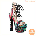 Floral LaceUp High Heel Sandals for Women - YourGoods Online Shop