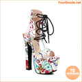 Floral LaceUp High Heel Sandals for Women - YourGoods Online Shop