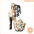 Floral LaceUp High Heel Sandals for Women - YourGoods Online Shop