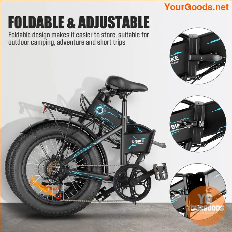 Foldable 20 Fat Tire Ebike with 750W Motor 50 Mile Range - YourGoods Online Shop