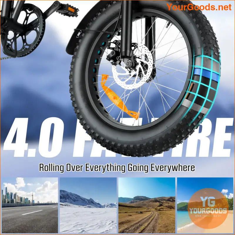 Foldable 20 Fat Tire Ebike with 750W Motor 50 Mile Range - YourGoods Online Shop