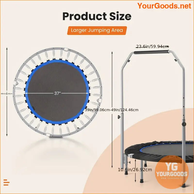 Foldable Sturdy Rebounder Trampoline 4048 with Adjustable Handle 330lbs/440lbs - YourGoods Online Shop