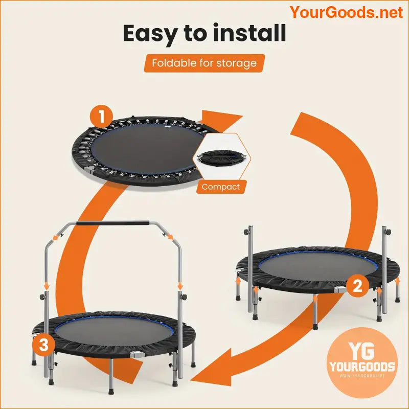 Foldable Sturdy Rebounder Trampoline 4048 with Adjustable Handle 330lbs/440lbs - YourGoods Online Shop