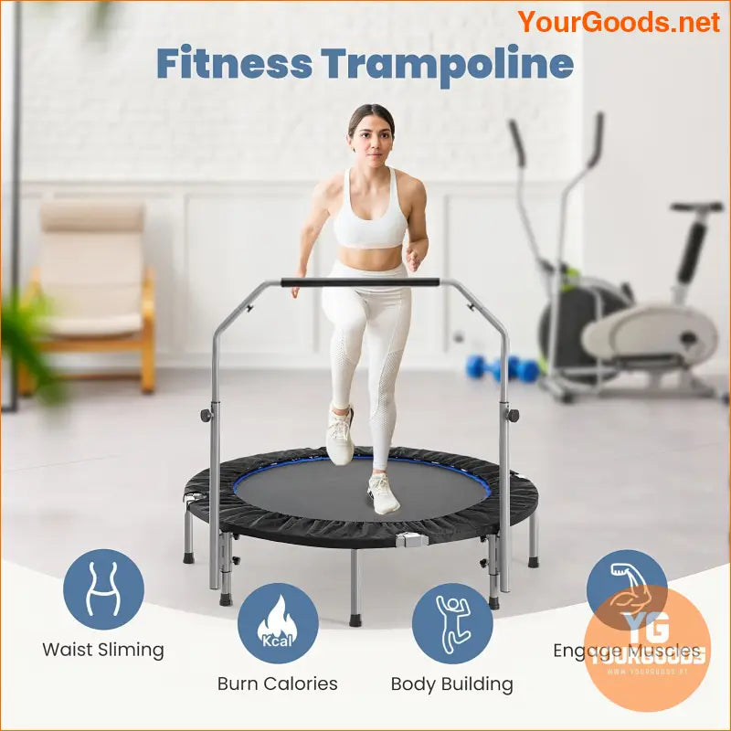 Foldable Sturdy Rebounder Trampoline 4048 with Adjustable Handle 330lbs/440lbs - YourGoods Online Shop