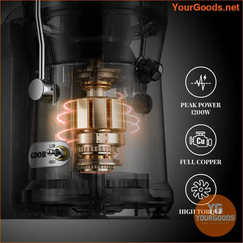 GDOR 1200W Juicer HeavyDuty Titanium 32 Chute BPAFree - YourGoods Online Shop