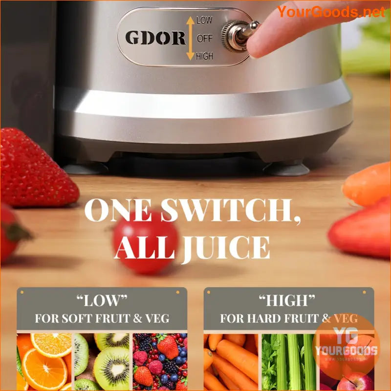 GDOR 1200W Juicer HeavyDuty Titanium 32 Chute BPAFree - YourGoods Online Shop