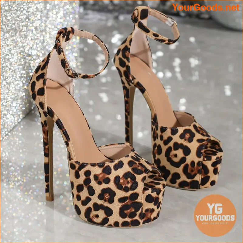 Glamorous Leopard Print Peep Toe Stilettos for Women - YourGoods Online Shop