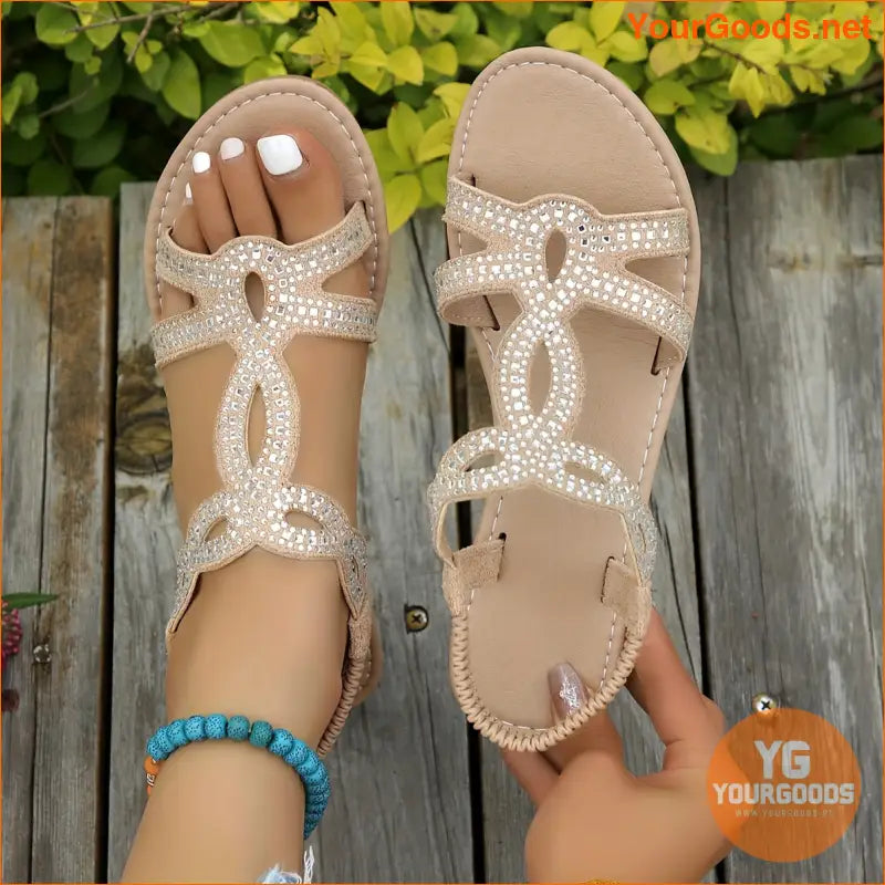 Glamorous Rhinestone Wedge Sandals Perfect for Summer Casual Chic - YourGoods Online Shop