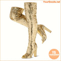 Glamorous Sequin ThighHigh OpenToe Party Boots - YourGoods Online Shop