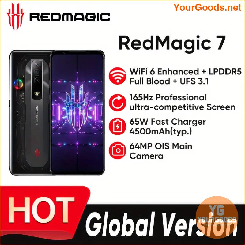 Global REDMAGIC 7 Gaming Phone 68 AMOLED Snapdragon 8 Gen 1 64MP Triple Camera - YourGoods Online Shop